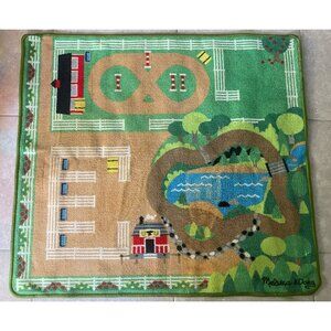 Melissa & Doug Round The Ranch Horse Stable Farm Barn Activity Carpet Rug 39X 36